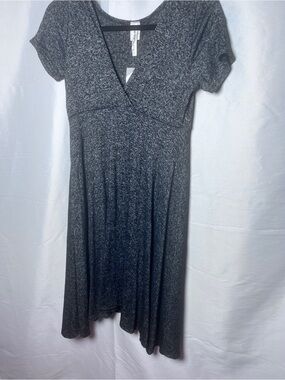 Short Sleeve V-Neck Heathered Gray Women's Dress